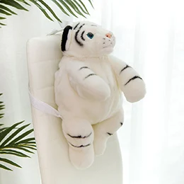 White tiger Плюшевые рюкзаки для животных, Детский сад, для мальчиков и девочек, рюкзак, леопард, тигр, панда, полярный медведь, кошелек, сумка для монет - Цвет: White tiger