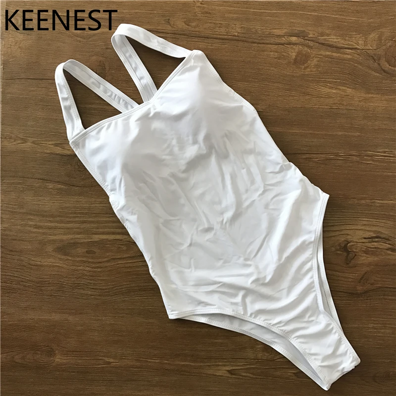 KEENEST, сексуальный Одноцветный купальник, женский, сдельный, спортивный, профессиональный купальник, женский, боди, купальники