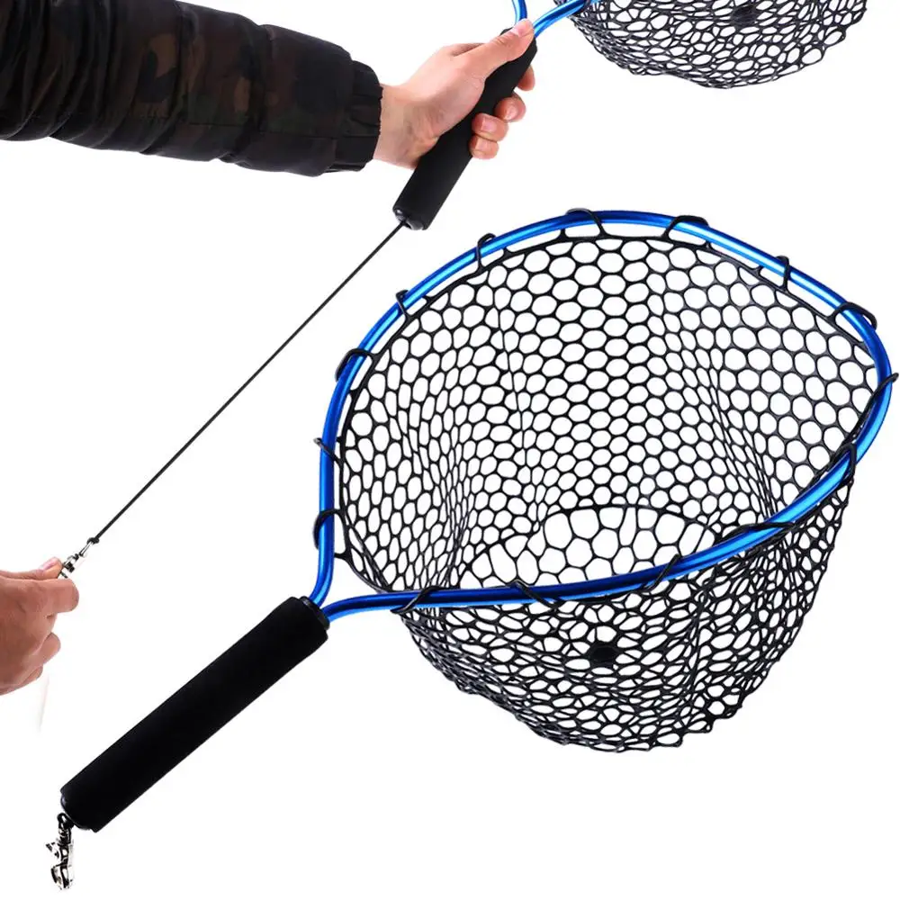 

Sougayilang Foldable Fly Fishing Brail Blue Soft Rubber Landing Net 54x30x24cm Eva Handle Fly Cheap Fishing Nets Fishing Tackle