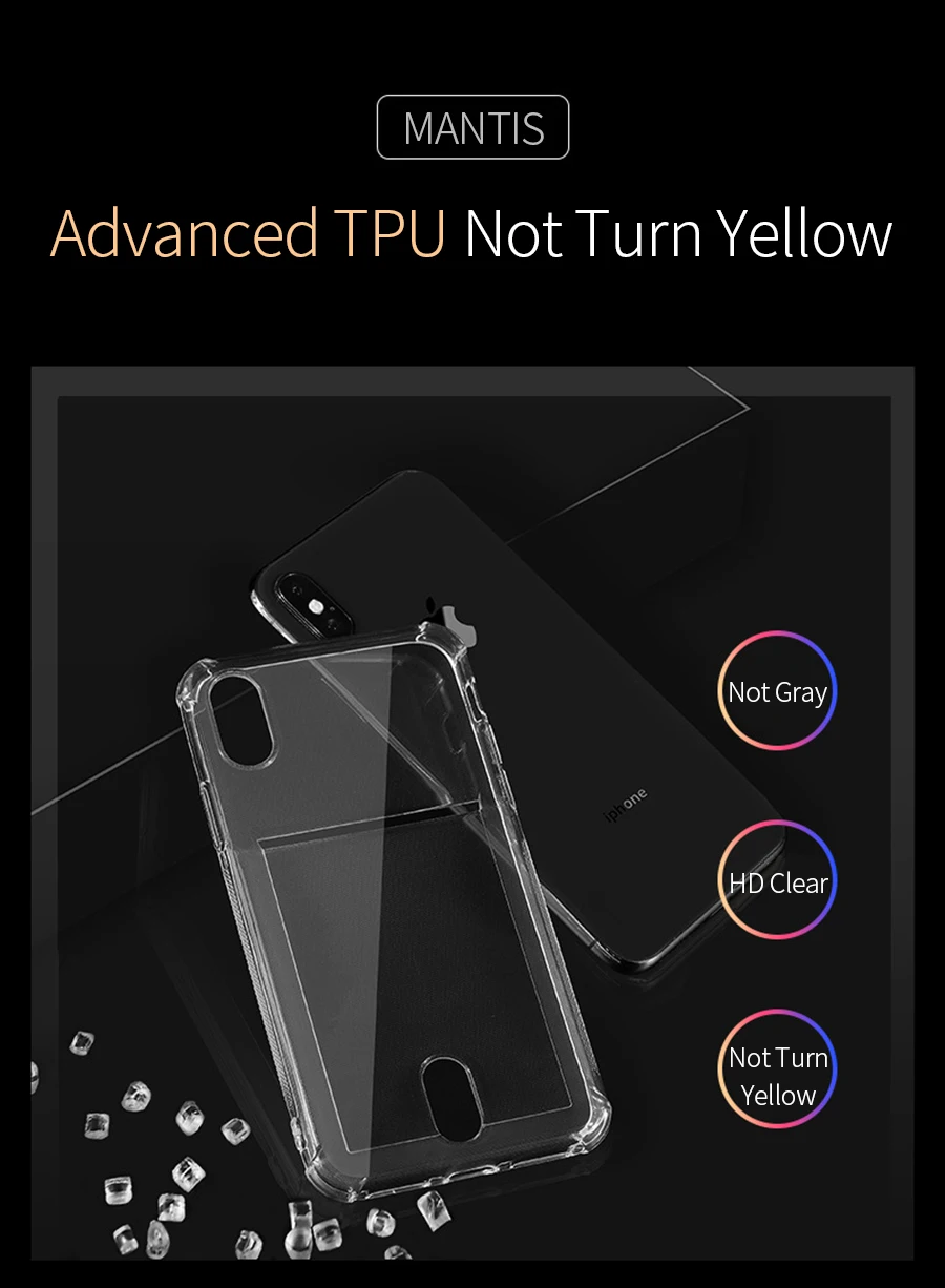 MANTIS для iPhone X XS Max XR кредитный держатель для карт Прозрачный чехол для телефона мягкий ТПУ чехол для iPhone 5 5S 6 6S 7 8 Plus 11 Pro Max