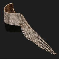 fashion tassel rhinestone bracelet for women hand jewelry long crystal statement bracelets wedding jewellery