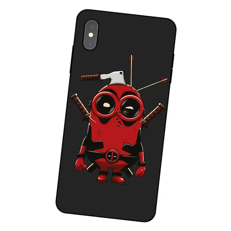 P038 Дэдпул Nobby Черный силиконовый чехол для Apple iPhone 11 Pro XR XS Max X 8 7 6 6S Plus 5 5S SE |