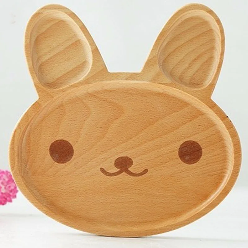 Деревянный поднос для сервировки 1 шт. обеда с кроликом тарелка еды мультяшная