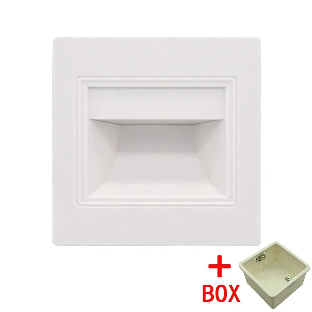 White with Box Встраиваемый светодиодный настенный светильник s 1,5 Вт AC85-265V Встраиваемый светодиодный светильник для лестниц, коридоров, настенные лапки, теплый/холодный белый - Цвет абажура: White with Box