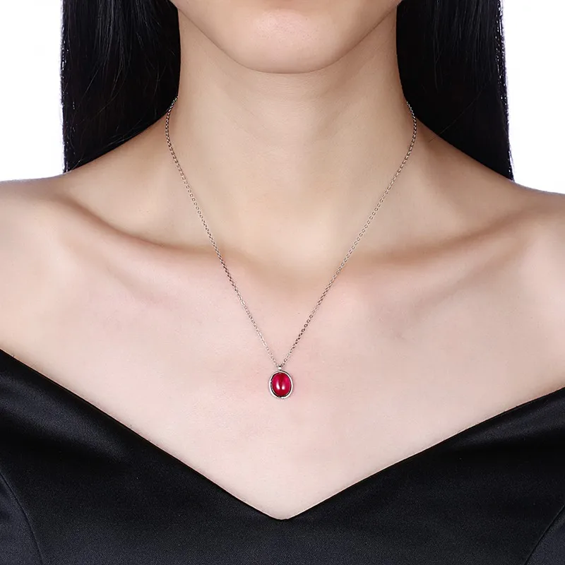 Hemiston 925 пробы серебро звено цепи Рубин кулон с Ясно CZ цепочки и ожерелья для
