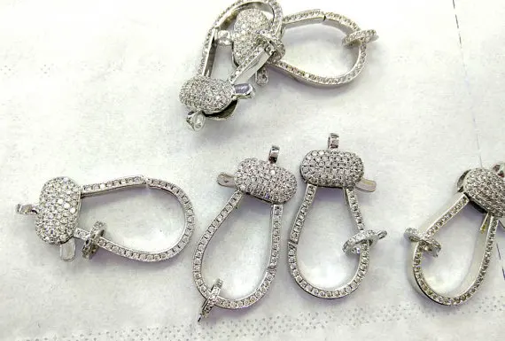 

6pcs 18-35mm CZ Micro Pave Diamond paved Lobster Clasps Jewelry findings Micro Pave Assortment Brass rose gold Atique silver gum