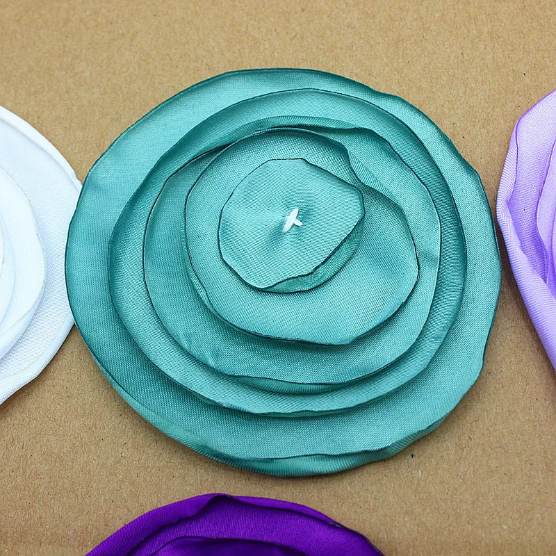 Атласная лента многослойный цветок сделай сам на заказ Цветочное платье для