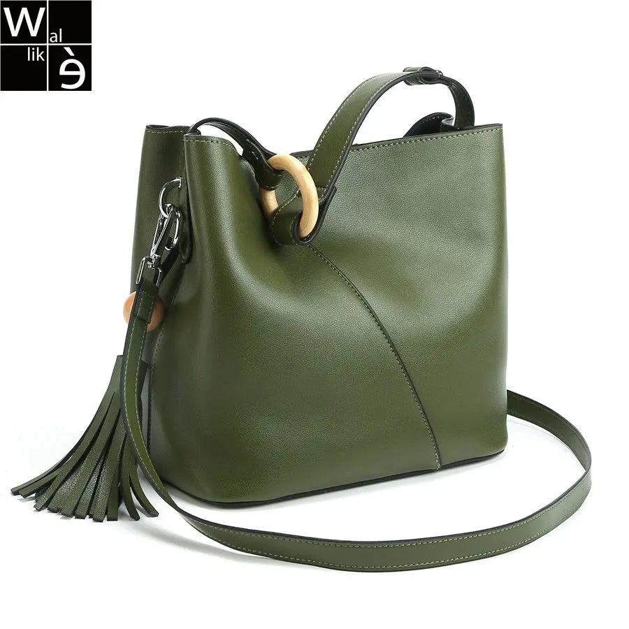 Женская сумка через плечо Wallike из натуральной кожи с кисточками|brand tote bag|designer bagtote