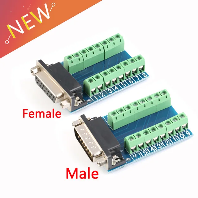 DB15 D-SUB VGA 15pin Female Male Adapter Jack Terminal Breakout PCB Board |