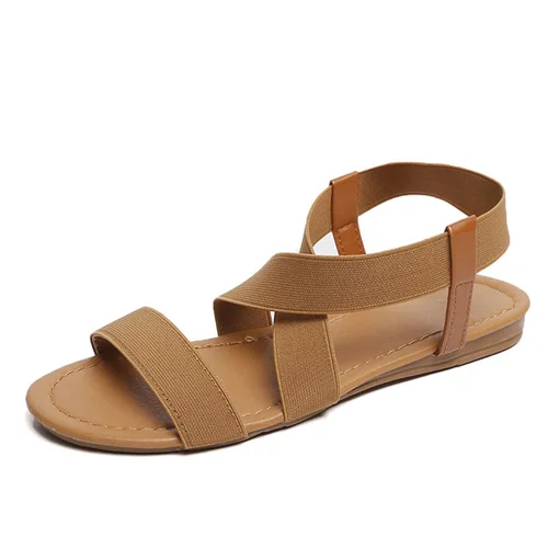 Parkside Wind Rome Women Sandals Retro Casual Shoes Stretch Fabric Beach Sandalias Summer Flat With Shoes Woman XWA3207-45 - Цвет: brown