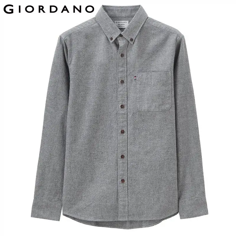 Giordano мужская рубашка из толстой натуральной Хлопчатобумажной ткани, имеет два варианта окраса и множество размеров на выбор - Цвет: 03Grey