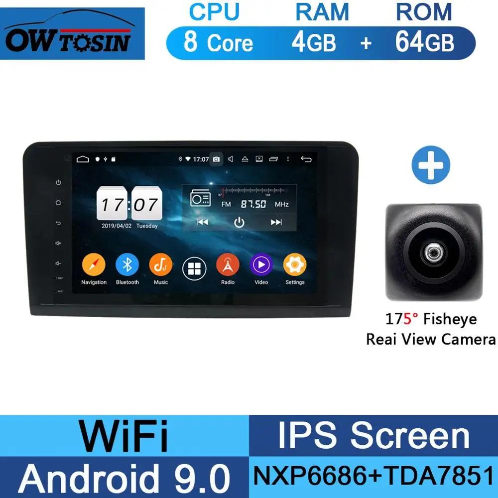 64G Fisheye Camera " ips Android 9,0 8Core 4G+ 64G Автомобильный dvd-плеер для Mercedes Benz ML GL Class W164 X164 ML350 ML500 GL350 GL450 GPS стерео радио - Цвет: 64G Fisheye Camera