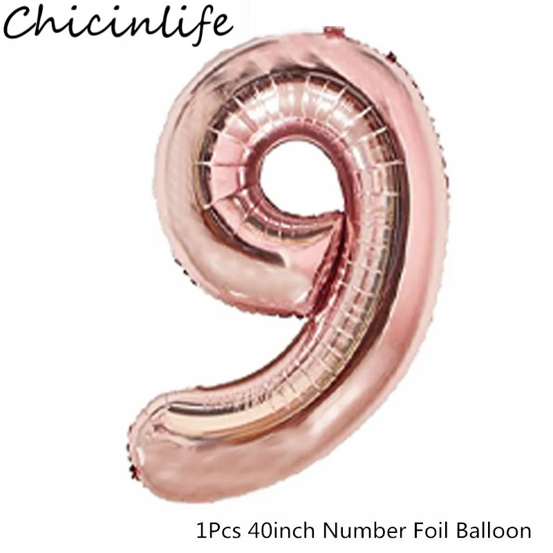 Rosegold 9 Chicinlife 1 шт. 40 дюймов 0-9 номер фольгированный шар на день Рождения Вечеринка Детский душ сувениры для детей свадьба юбилей 1 день рождения принадлежности - Цвет: Rosegold 9