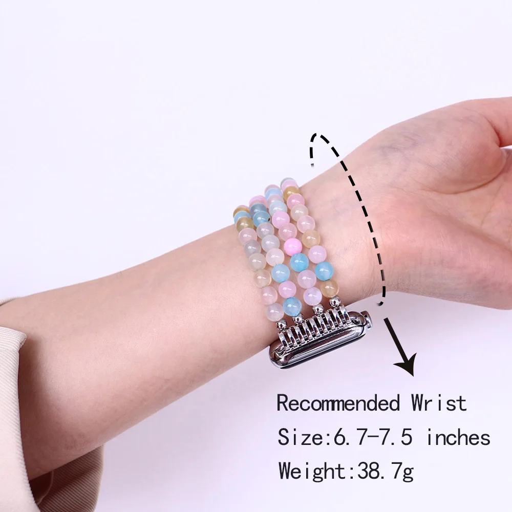 LuReen агатовыми бусами Эластичный ремешок для наручных часов Apple Watch серии 1/2/3, 42 мм, 38 мм, версия эластичный браслет, ремешок для наручных часов iwatch, 4/5 40 мм 44 мм