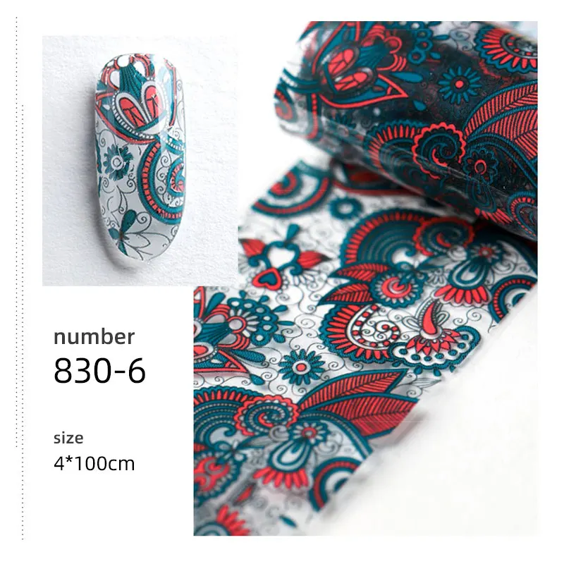 830-6 HNUIX, 10 шт., 4*100 см, цветные наклейки для ногтей, переводная клейкая наклейка, на заказ, с рисунком, слайдер для конверта, лента для украшения маникюра - Цвет: 830-6