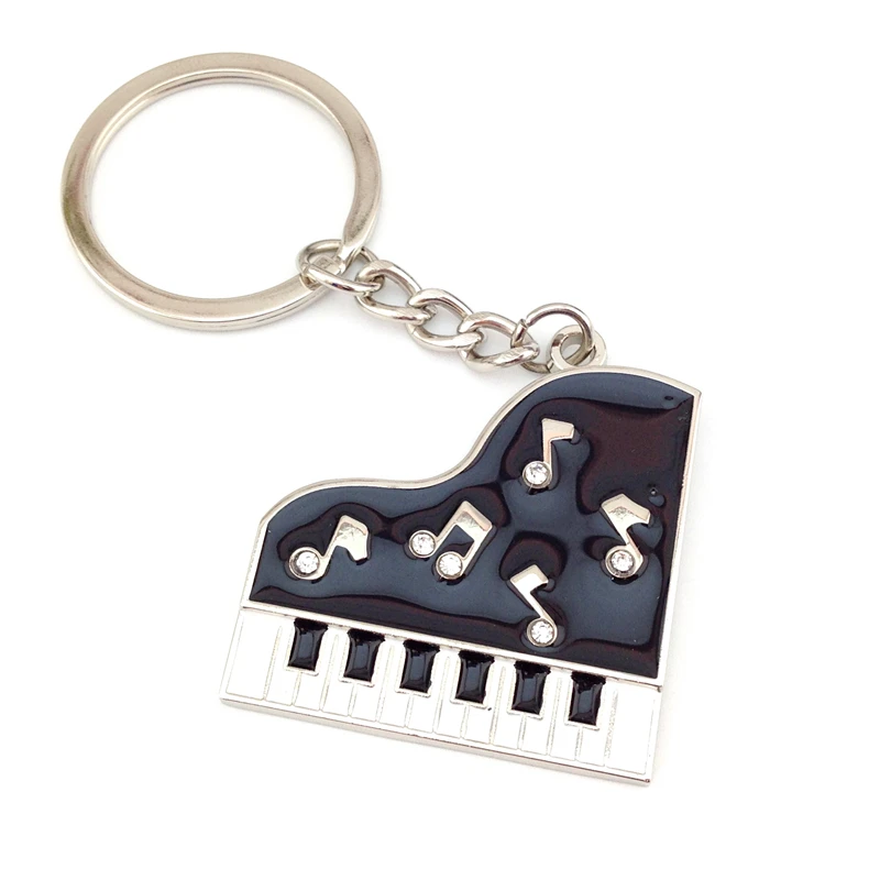 2017 New Arrival Fashion Gift Silver Black and White Enamel Glaze Beethoven Musical Notes Piano Key Chain | Украшения и