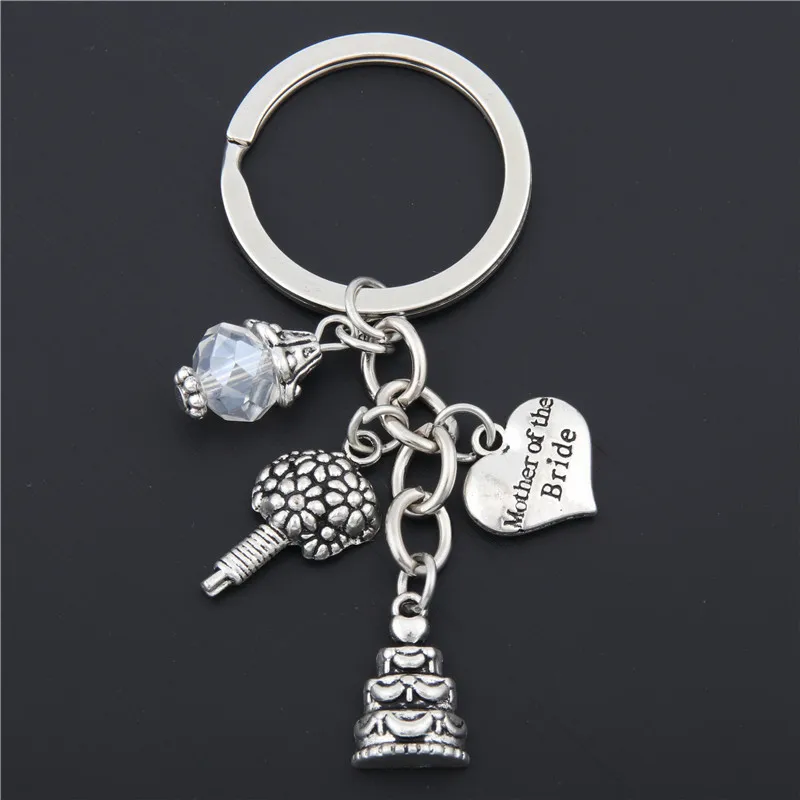 1pc Mother Of The Bride Key Chain Flower Cake KeyChain With Bead Women Men Married Jewelry Wedding Gifts E1670 | Украшения и