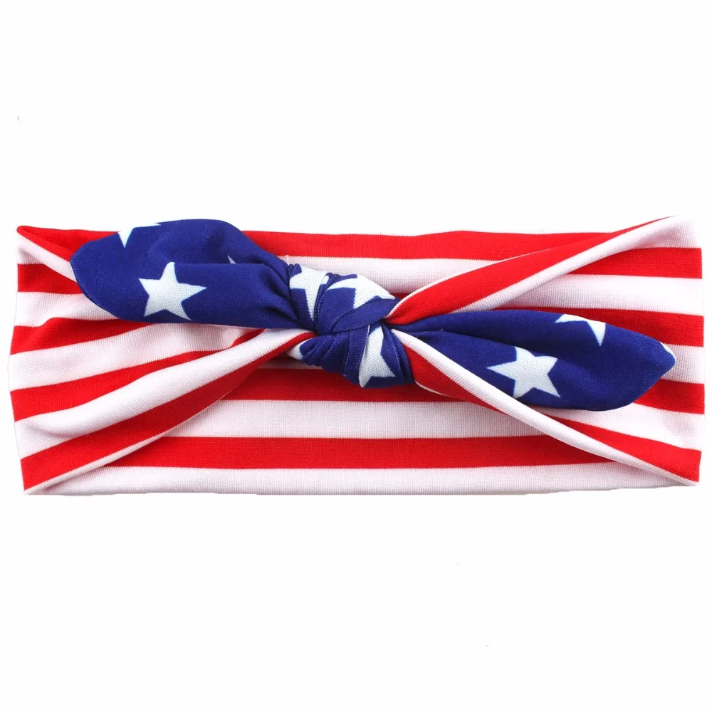 1 шт. 4-го Июля Узел Кролик Лук Полосатый Хлопка Стрейч Девушки Оголовье - купить по