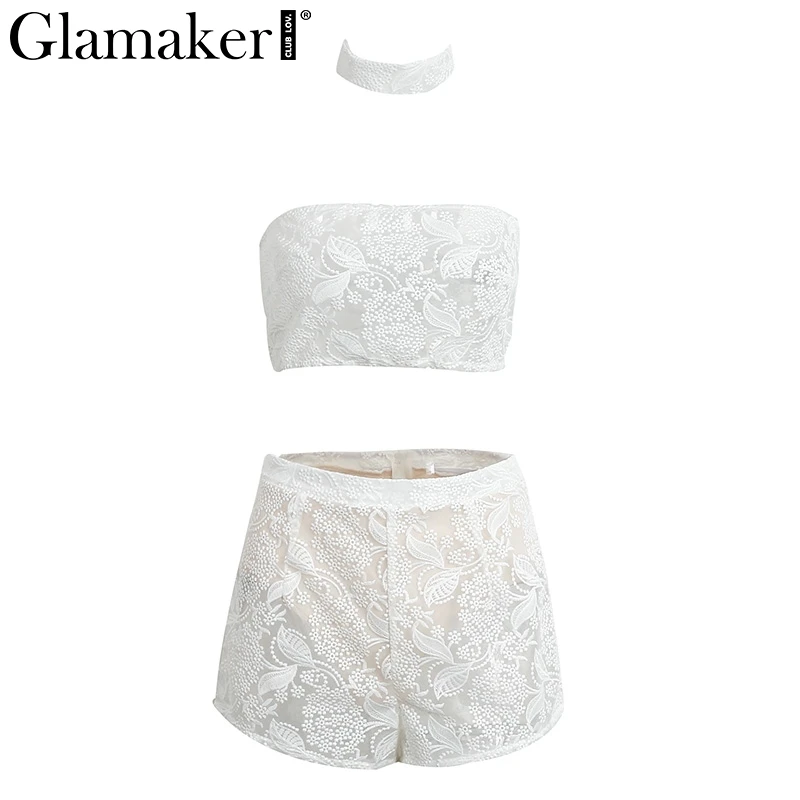 Женский комбинезон Glamaker черный кружевной из двух предметов сексуальные