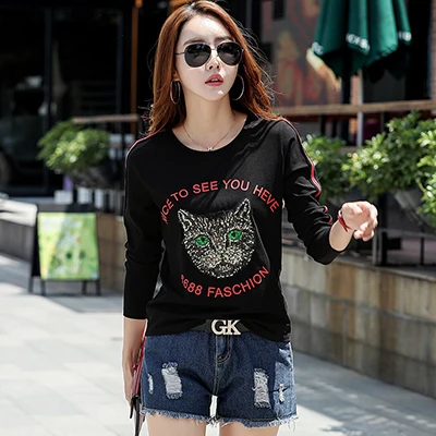 black tshirt Модная хлопковая футболка, женские футболки, повседневная футболка с круглым вырезом, Женская Футболка Harajuku BF, топы размера плюс, женская одежда, Camiseta Mujer - Цвет: black tshirt