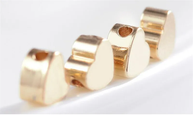 5 мм Золотое Сердце Шарм Пространство Свободных Шариков Подходящее DIY Браслет