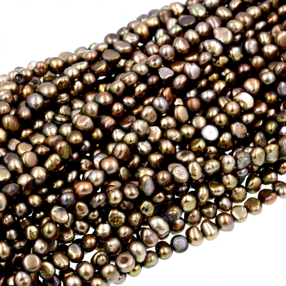 

7-8MM semi-baroque brown freshwater pearl beads full strand