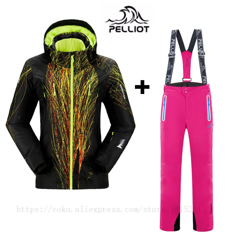 Женские лыжные костюмы куртки + брюки теплый зимний водонепроницаемый лыжный