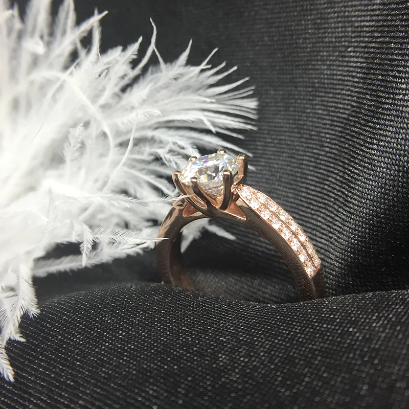 Solid 10K Rose White gold Round Moissanite DF color Lab Diamond Engagement Ring Accent Stone for Women | Украшения и аксессуары