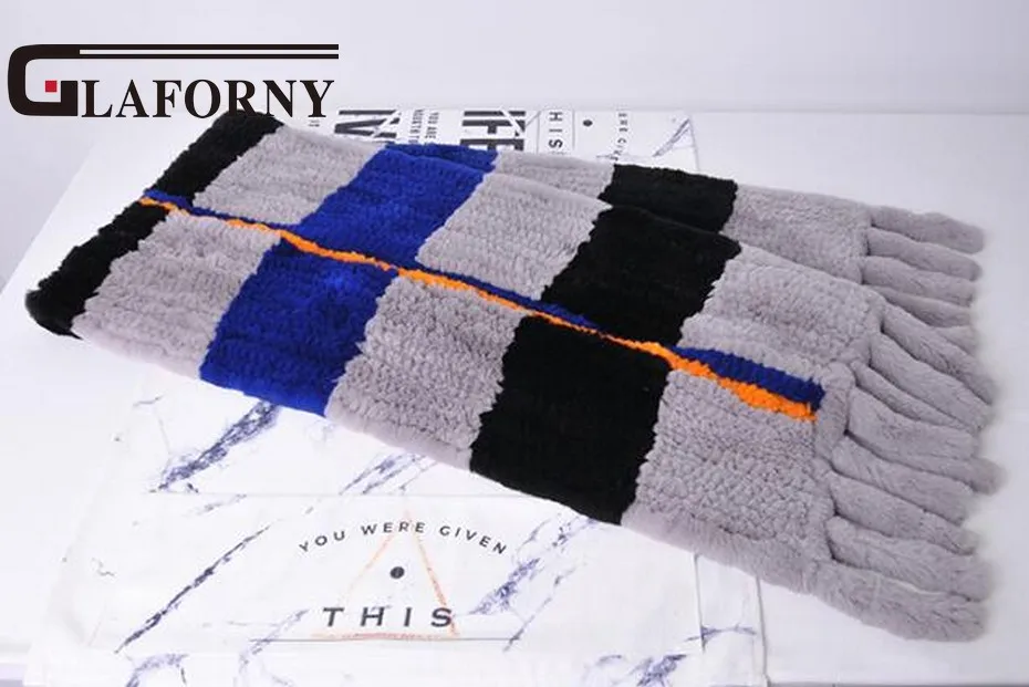 Женская шаль из кроличьего меха Glaforny 100% натурального с кисточками большой цвет |