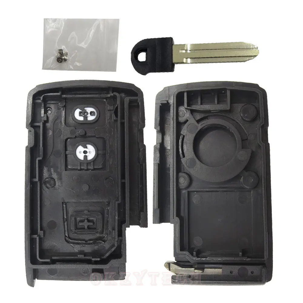 

OkeyTech 10PCS/LOT Replacement 2 Button Smart Card Cover Flip Remote Key Case Shell+Key Blank Fob For TOYOTA PRIUS COROLLA VERSO