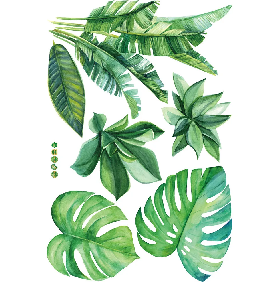 Wall Sticker Living room bedroom background Banana Leaves Art Vinyl Mural Home Room Decor Stickers Hot Drop shipping June20 | Дом и сад