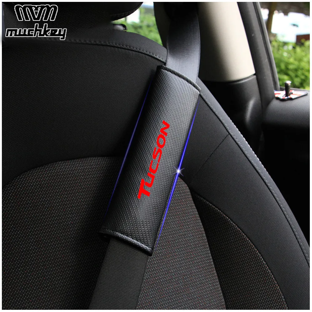 

For Hyundai Tucson Car Seat Belt Shoulder Strap Protect Pads Cover No Slip No Rubbing Soft Comfort 2Pcs Red Blue White