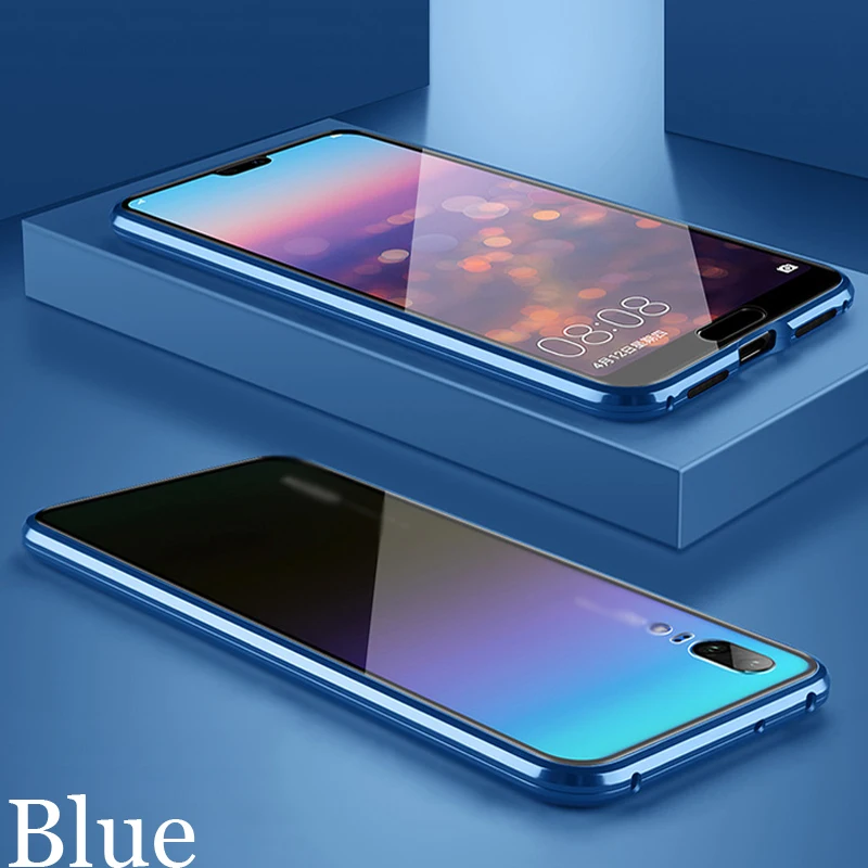 Роскошный Магнитный адсорбционный чехол для huawei P20 Pro, металлический каркас, прозрачная закаленная стеклянная крышка для huawei P 20 Pro, Магнитный флип-чехол