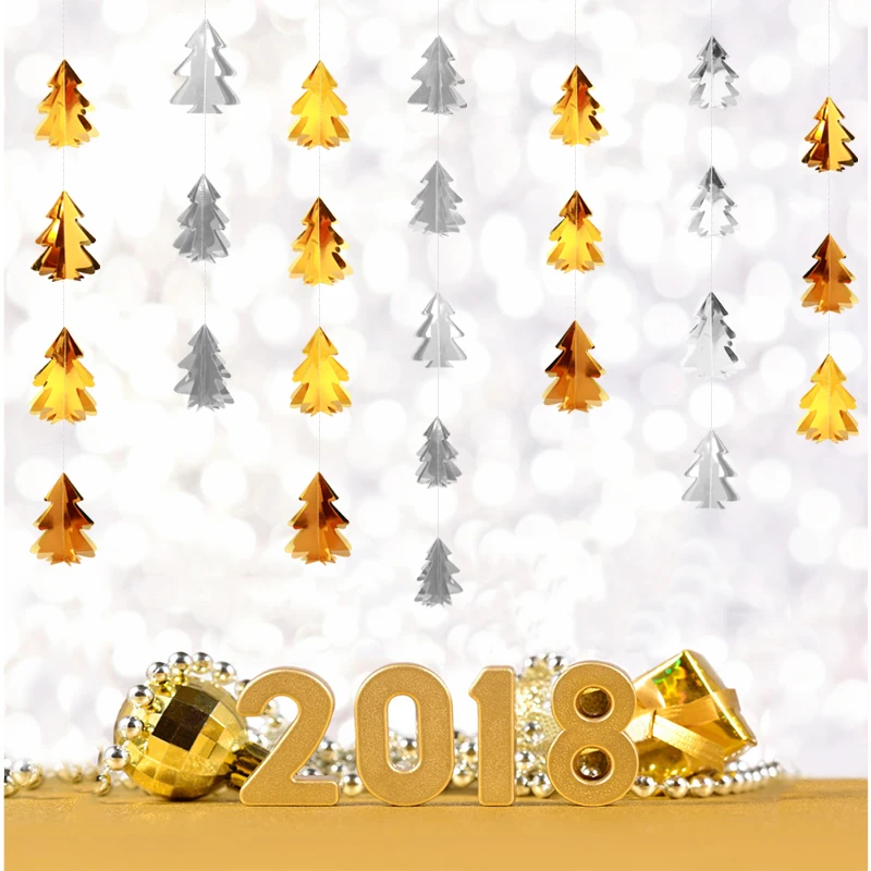 

Christmas Tree Banner Party Decoration Paper Trees Garlands Pendant Wedding New Year Decoration Festival Supplies Accessories