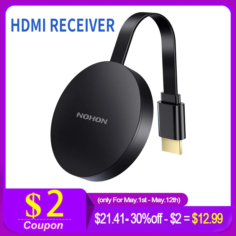 NOHON HDMI приемник для iPhone 8 X iPad Samsung Huawei Xiaomi беспроводной дисплей LAN 5GHz антенна