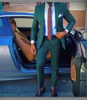 custom made groomsmen green groom tuxedos notch lapel men suits wedding best man bridegroom blazer jacket pants tieterno