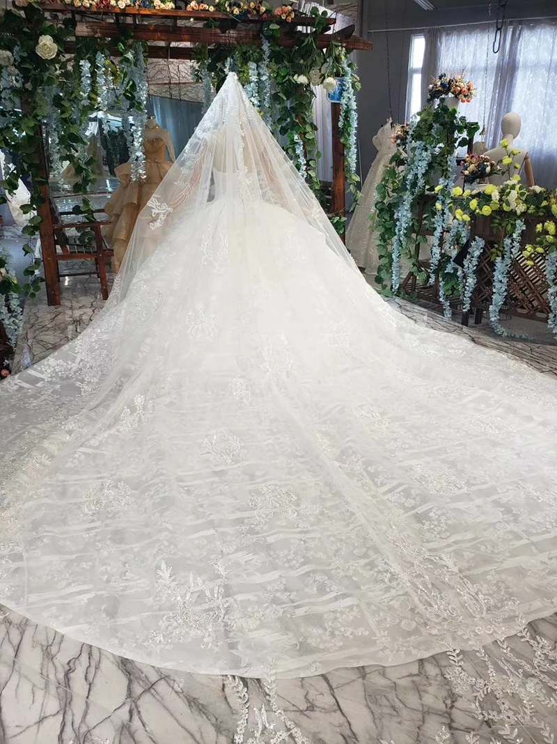 HTL520 кружевные свадебные платья с вуалью круглым вырезом аппликацией длинным