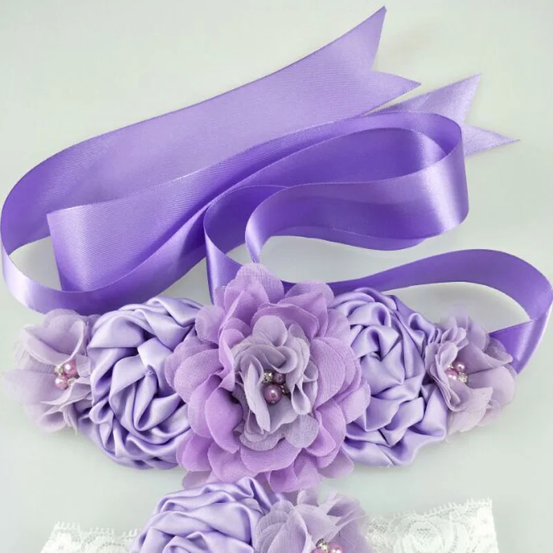 1 компл. Шифоновый розовый белый фиолетовый Цветочный Пояс сочетающийся с