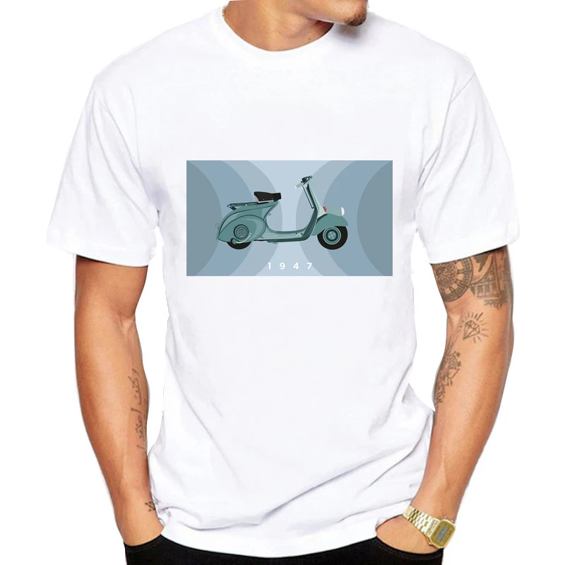 Новая Римская Праздничная футболка Vespa Мужская Повседневная модная белая с