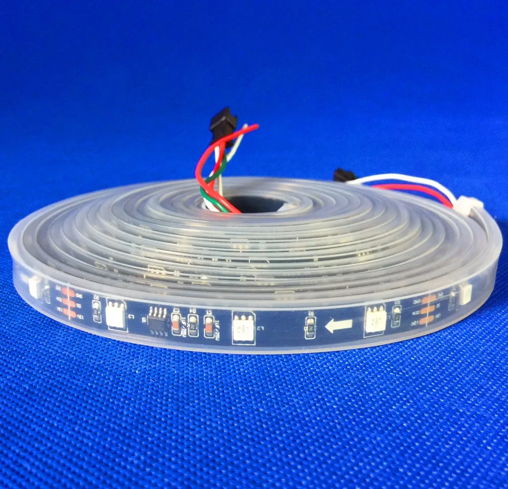 

5m DC12V UCS1903 150LEDs (10pixes/m) led digital strip;waterproof in silicon tube;BLACK PCB;RGB full color;IP66 rated