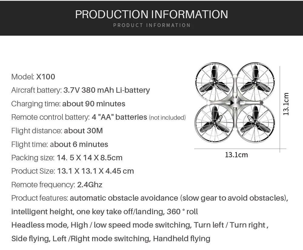 SYMA RC Drone X100 ручное управление избегание препятствий 4CH Безголовый режим дистанционного управления дроны Квадрокоптер вертолет игрушки подарок