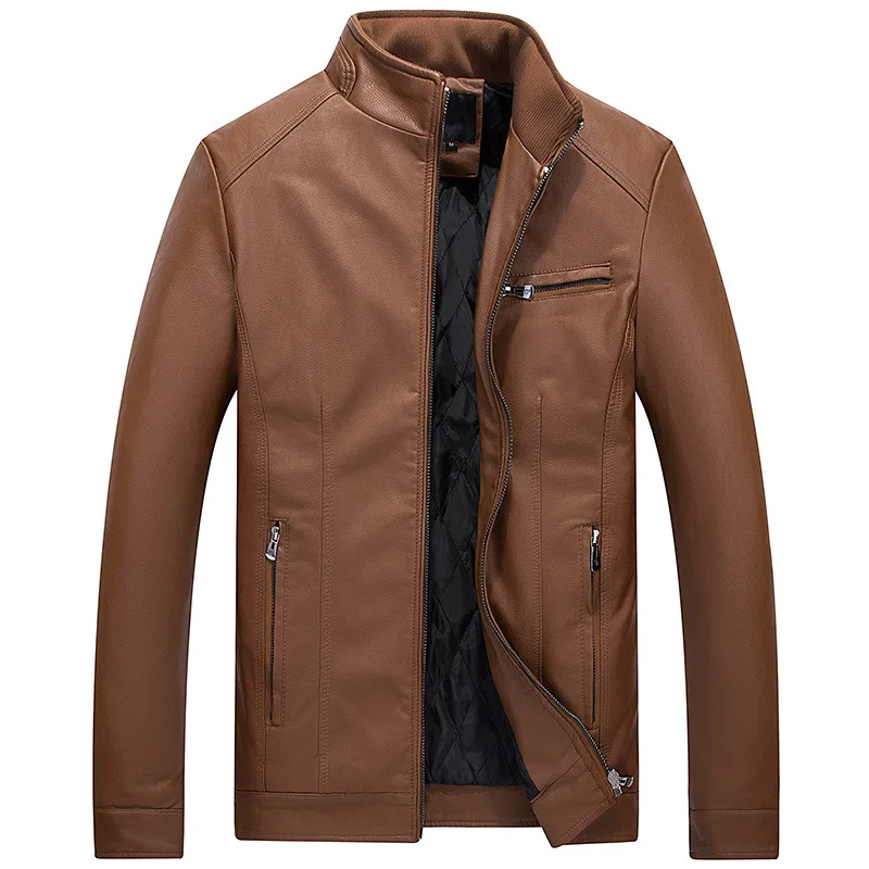 2017 Весна Осень Новый Повседневный хорошее качество Veste Cuir Homme тонкий стоячий