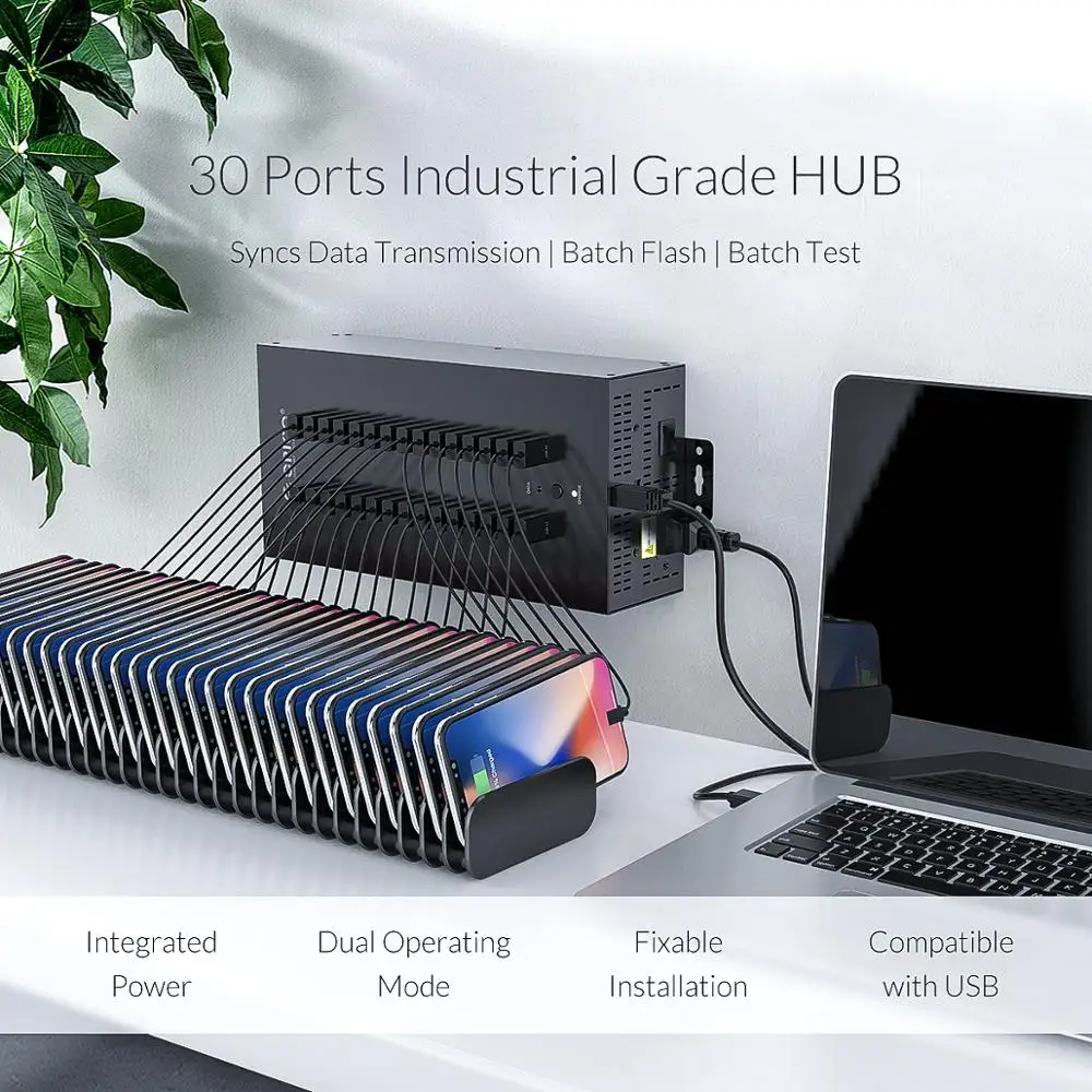 ORICO 30 портов usb-хаб тип A Промышленный USB 2,0 мульти usb-хаб разветвитель с 2 моделями передачи данных зарядки