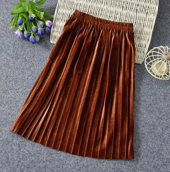 brown Rlyaeiz/Новинка года, Весенняя юбка для девочек, модные детские юбки, Детские однотонные Длинные Юбки принцессы вечерние Праздничная юбка для детей возрастом от 2 до 8 лет - Цвет: brown