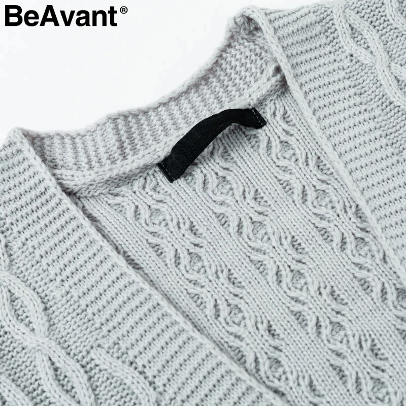 Женский трикотажный длинный кардиган BeAvant осенне-зимний свободный свитер |