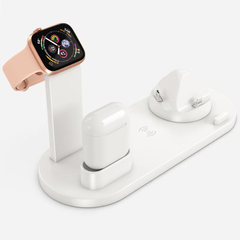 3 в 1 быстро Беспроводной Зарядное устройство станции с Тип usb C Micro USB Беспроводной Беспроводная зарядка для Iphone X apple Watch 4/3/2/1 Airpods 1/2