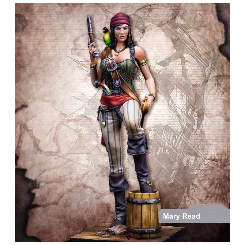 Неокрашенный набор 1/24 75 мм Mary Read пират Флибустьер солдат древний 75 мм Полимерная фигурка миниатюрный garage Kit