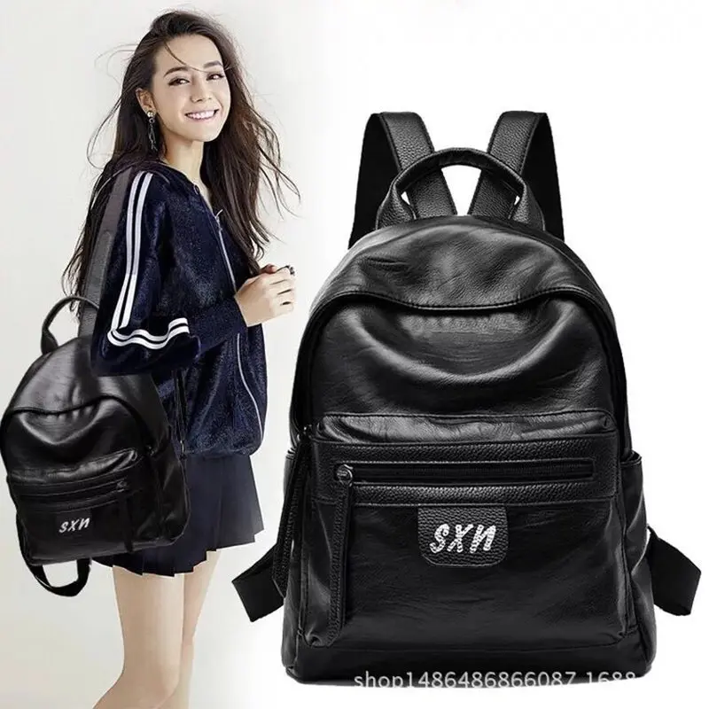 

Fashion Design New Travel Backpack Korean Women Female Rucksack Leisure Student School bag Soft PU Leather Women Bag mochila E7