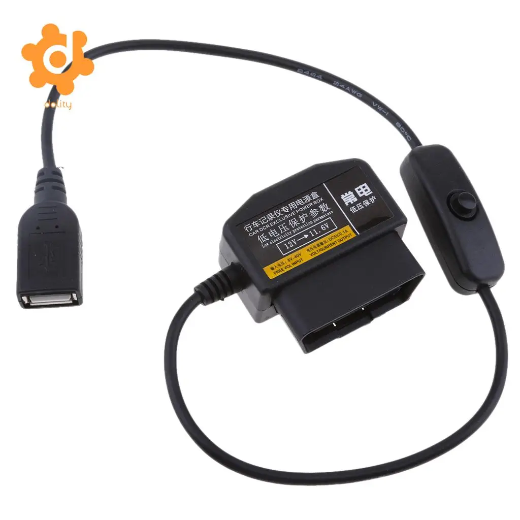 Dolity 12В/36В до 5В/2а автомобильный инвертор питания USB Женский OBD понижающий кабель DVR