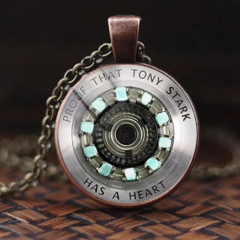 Железный человек ожерелье Тони Старк тибетская Серебряная Стекло купол кулон